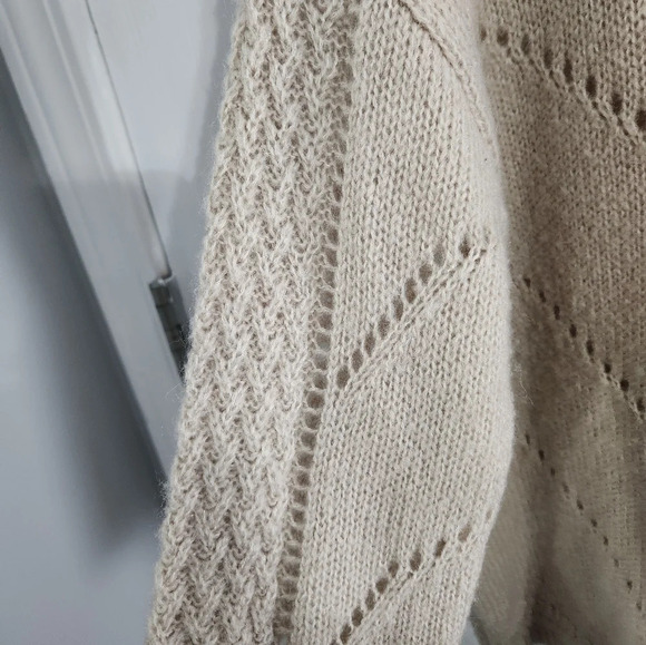 Chelsea & Violet wool mohair blend peek through eyelit knit sweater stretch LG - Picture 7 of 12